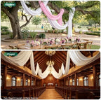 2 Panels 5ft(W) x 20ft(L) White Ceiling Drapes for Wedding Parties, alternate view 4