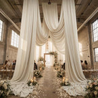 2 Panels 5ftx30ft Beige Ceiling Drapes for Wedding Parties