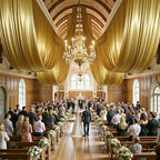 2 Panels 5ftx30ft Gold Ceiling Curtain for Wedding Parties