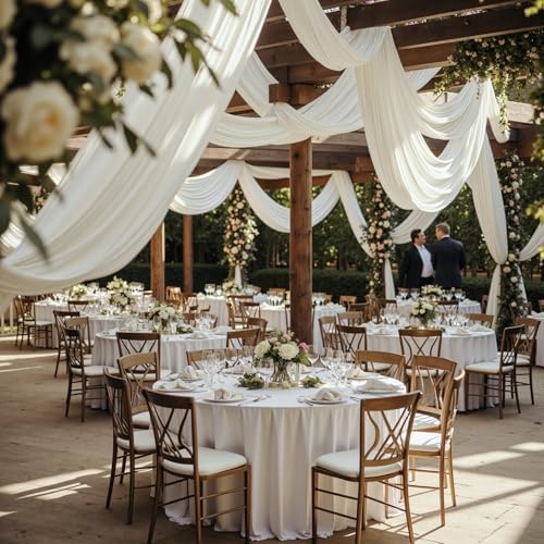 2 Panels 5ftx30ft Ivory Ceiling Drapes for Wedding Parties