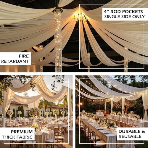 2 Panels 5ftx30ft Ivory Ceiling Drapes for Wedding Parties, alternate view 3