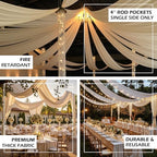 2 Panels 5ftx30ft Ivory Ceiling Drapes for Wedding Parties, alternate view 3