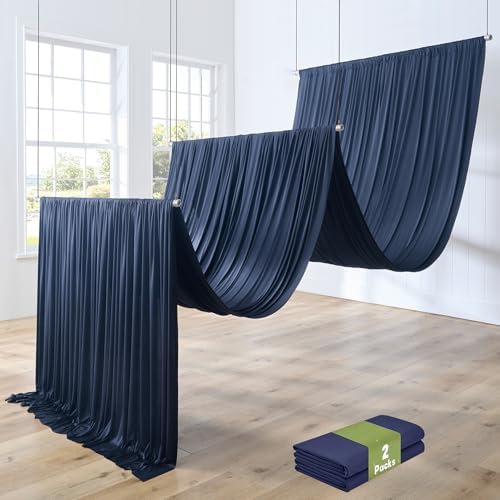 2 Panels 5ftx30ft Navy Blue Ceiling Drapes for Wedding Parties