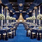 2 Panels 5ftx30ft Navy Blue Ceiling Drapes for Wedding Parties, alternate view 2
