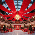2 Panels 5ftx30ft Red Ceiling Drapes for Christmas Parties