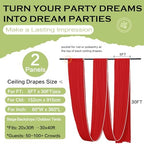2 Panels 5ftx30ft Red Ceiling Drapes for Christmas Parties, alternate view 6