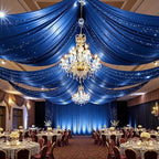 2 Panels 5ftx30ft Royal Blue Ceiling Drapes for Wedding Parties