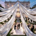 2 Panels 5ftx30ft Silver Ceiling Curtain for Wedding Parties