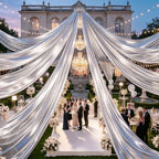 2 Panels 5ftx30ft Silver Ceiling Curtain for Wedding Parties