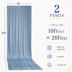 2 Panels 5x20ft Dusty Blue Ceiling Drapes for Wedding Parties, Wrinkle Free Thick Polyester 20ft Extra Long, alternate view 6