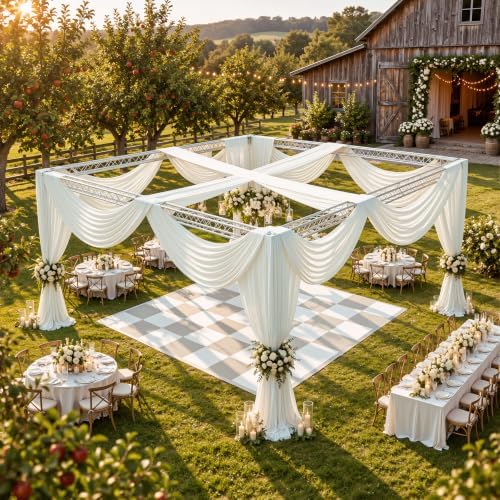 2 Panels 5x40ft Ivory Ceiling Drapes for Wedding Parties, Wrinkle Free Thick Polyester 40ft Extra Long Wedding, alternate