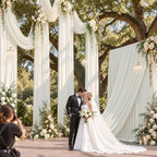2 Panels 5x40ft Ivory Ceiling Drapes for Wedding Parties, Wrinkle Free Thick Polyester 40ft Extra Long Wedding, alternate
