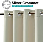 2 Panels Beige Outdoor Curtains for Patio Waterproof, Rustproof Grommet Thermal Insulated Room Darkening Indoor, alternate