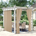 2 Panels Biscotti Beige Outdoor Curtains for Patio Waterproof, Rustproof Grommet Room Darkening Light Blocking