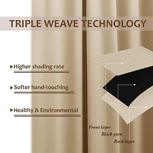 2 Panels Biscotti Beige Outdoor Curtains for Patio Waterproof, Rustproof Grommet Room Darkening Light Blocking, alternate