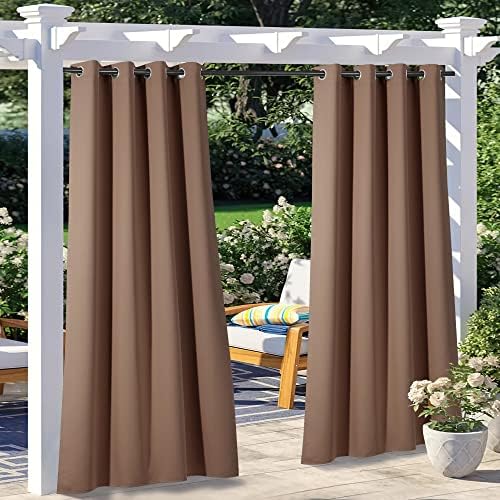 2 Panels Blackout Outdoor Curtains for Patio Waterproof, Thermal Insulated Silver Rustproof Grommet Blackout