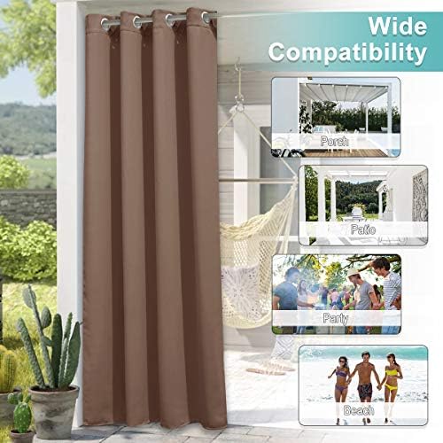 2 Panels Blackout Outdoor Curtains for Patio Waterproof, Thermal Insulated Silver Rustproof Grommet Blackout, alternate view
