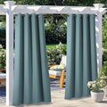 2 Panels Greyish Blue Outdoor Curtains for Patio Waterproof, Thermal Insulated Rustproof Grommet Blackout Indoor