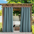 2 Panels Greyish Blue Outdoor Curtains for Patio Waterproof, Thermal Insulated Rustproof Grommet Blackout Indoor, alternate