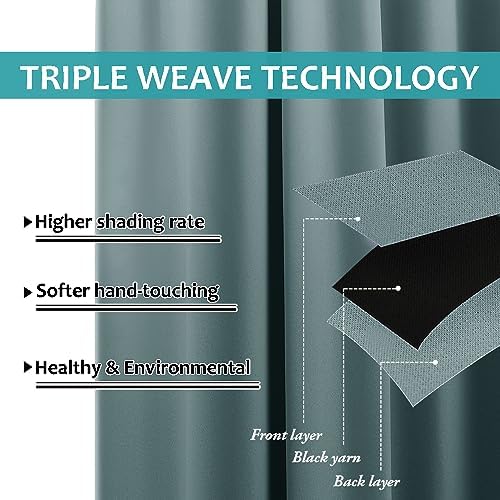 2 Panels Greyish Blue Outdoor Curtains for Patio Waterproof, Thermal Insulated Rustproof Grommet Blackout Indoor, alternate