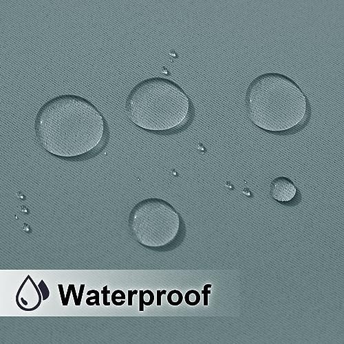 2 Panels Greyish Blue Outdoor Curtains for Patio Waterproof, Thermal Insulated Rustproof Grommet Blackout Indoor, alternate