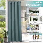 2 Panels Greyish Blue Outdoor Curtains for Patio Waterproof, Thermal Insulated Rustproof Grommet Blackout Indoor, alternate