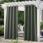 2 Panels Greyish Green Outdoor Curtains for Patio Waterproof 95 inches Long, Thermal Light Blocking Rustproof