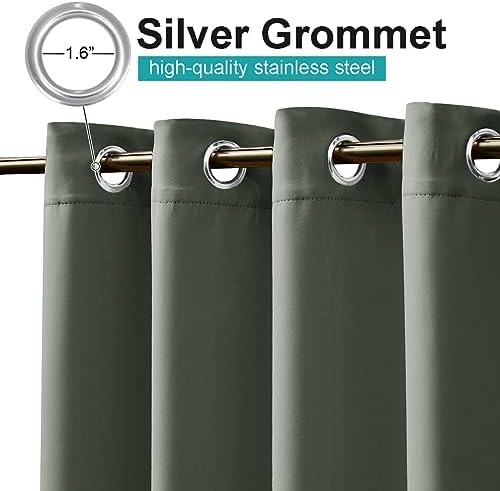 2 Panels Greyish Green Outdoor Curtains for Patio Waterproof 95 inches Long, Thermal Light Blocking Rustproof, alternate view