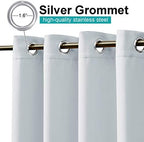 2 Panels Greyish White Outdoor Curtains for Patio Waterproof, Rustproof Stainless Steel Grommet Room Darkening, alternate