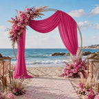 2 Panels Hot Pink Wedding Arch Draping Fabric 29" X 20FT Chiffon Sheer Drapes Backdrop for Wedding Ceremony, alternate view 2