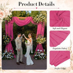 2 Panels Hot Pink Wedding Arch Draping Fabric 29" X 20FT Chiffon Sheer Drapes Backdrop for Wedding Ceremony, alternate view 3