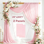 2 Panels Light Pink Wedding Arch Draping Fabric 29" X 20FT Sheer Chiffon Drapes Bridal Baby Shower Backdrop for, alternate
