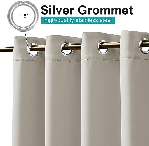 2 Panels Natural Outdoor Curtains for Patio Waterproof, Thermal Insulated Rustproof Grommet Light Blocking, alternate view 3
