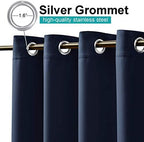 2 Panels Navy Blue Outdoor Curtains for Patio Waterproof, Silver Stainless Steel Grommet Light Blocking Thermal, alternate