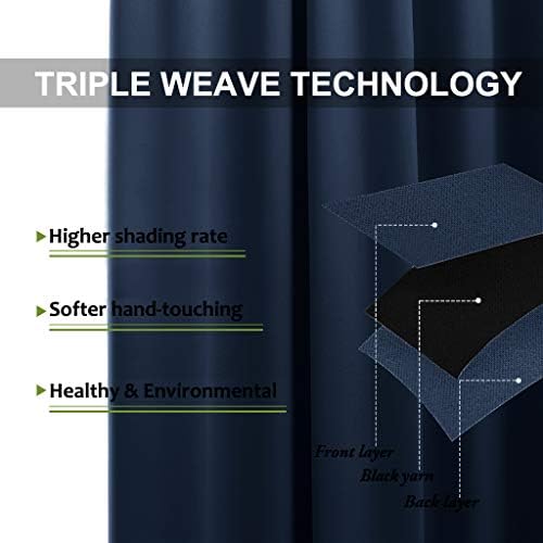 2 Panels Navy Blue Outdoor Curtains for Patio Waterproof, Silver Stainless Steel Grommet Light Blocking Thermal, alternate