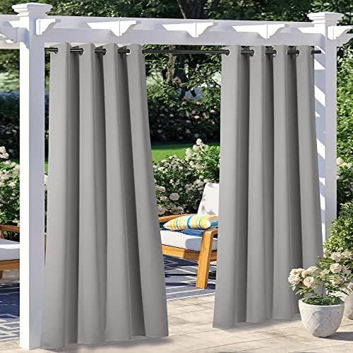 2 Panels Outdoor Curtains for Patio Clearance W52 by L84 inch, Rustproof Grommet Blackout Waterproof Indoor