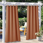 2 Panels Outdoor Curtains for Patio Waterproof, Grommet Luxury Thermal Insulated Blackout Thermal Insulated