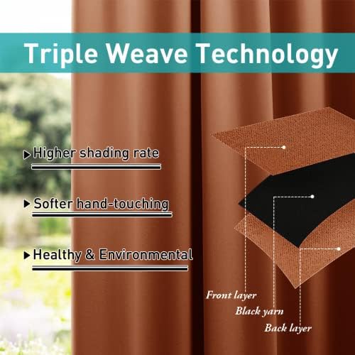 2 Panels Outdoor Curtains for Patio Waterproof, Grommet Luxury Thermal Insulated Blackout Thermal Insulated, alternate view 5