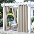 2 Panels Outdoor Curtains for Patio Waterproof, Rustproof Grommet Cold & Light Blocking Drapes Thermal Insulated