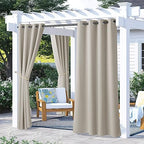 2 Panels Outdoor Curtains for Patio Waterproof, Rustproof Grommet Cold & Light Blocking Drapes Thermal Insulated