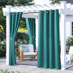 2 Panels Outdoor Patio Curtains Waterproof 72 inches Long, Rustproof Grommet Pergola Curtains Thermal Curtains