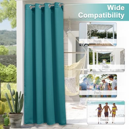 2 Panels Outdoor Patio Curtains Waterproof 72 inches Long, Rustproof Grommet Pergola Curtains Thermal Curtains, alternate