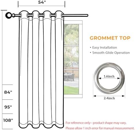 2 Panels Outdoor Sheer Curtains for Patio Waterproof with Grommet, alternate view 7