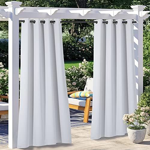 2 Panels Patio Curtains for Outdoor Waterproof, Machine Washable Rustproof Grommet Thermal Insulated Room