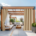 2 Panels Patio Outdoor Curtains 95 inch Length, Thermal Insulated Silver Stainless Steel Grommet Weighted Room
