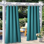 2 Panels Peacock Teal Outdoor Curtains for Patio Waterproof 108" Long, Triple Weave Rustproof Grommet Thermal