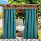 2 Panels Peacock Teal Outdoor Curtains for Patio Waterproof 108" Long, Triple Weave Rustproof Grommet Thermal, alternate view