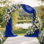 2 Panels Royal Blue Wedding Arch Draping Fabric 29" X 20FT Sheer Chiffon Drapes Bridal Baby Shower Backdrop for, alternate