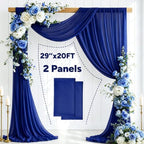 2 Panels Royal Blue Wedding Arch Draping Fabric 29" X 20FT Sheer Chiffon Drapes Bridal Baby Shower Backdrop for, alternate