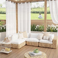 2 Panels Sheer Outdoor Curtains for Patio Waterproof Bright White in Bright White